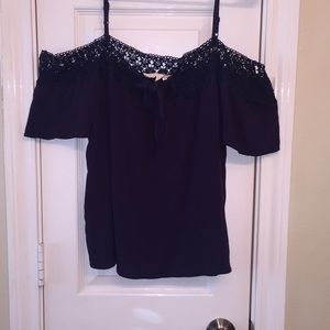Blue off shoulders blouse